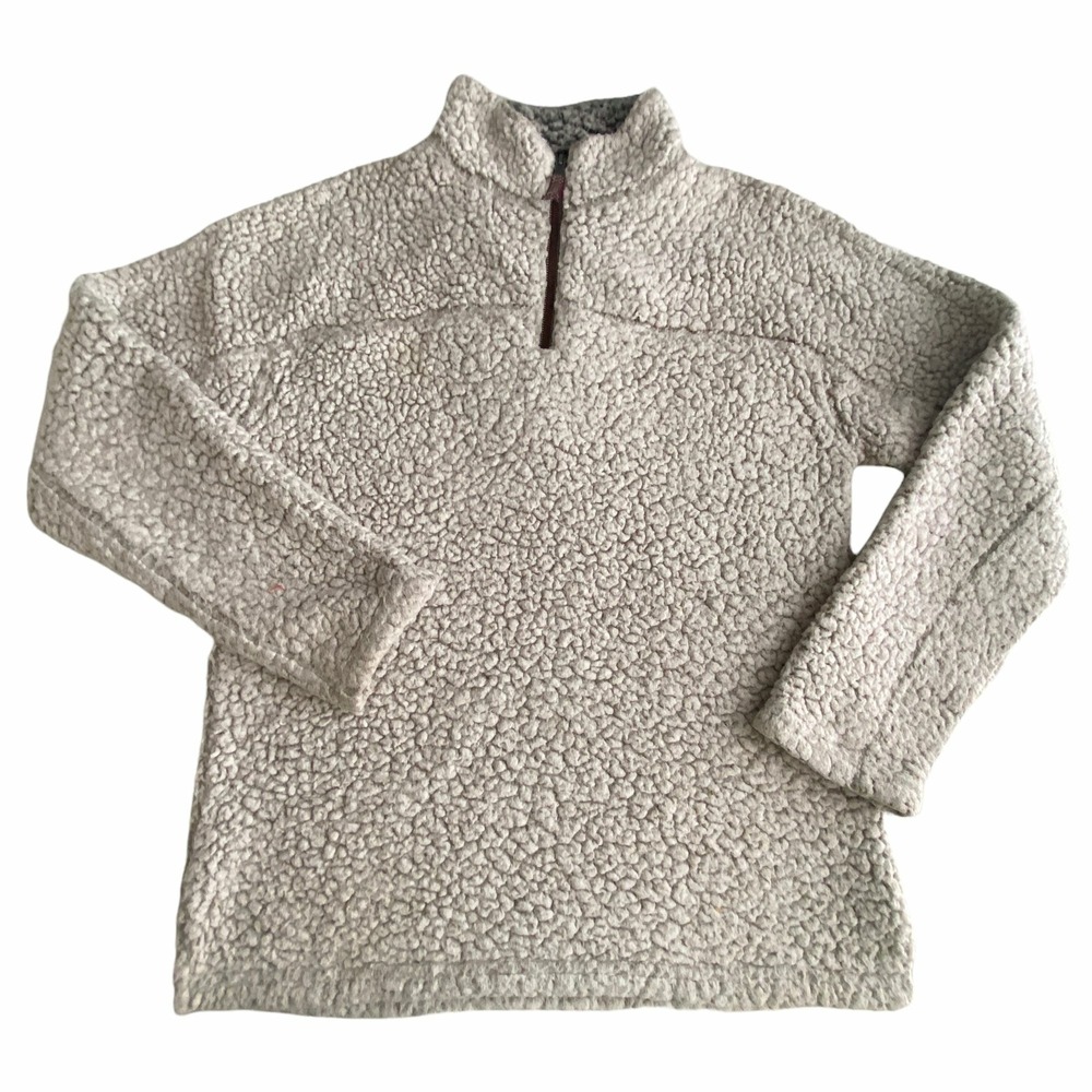 True Grit Pullover Women S Oatmeal Sherpa Fleece 1/4 Zip Long Sleeve Mock Neck